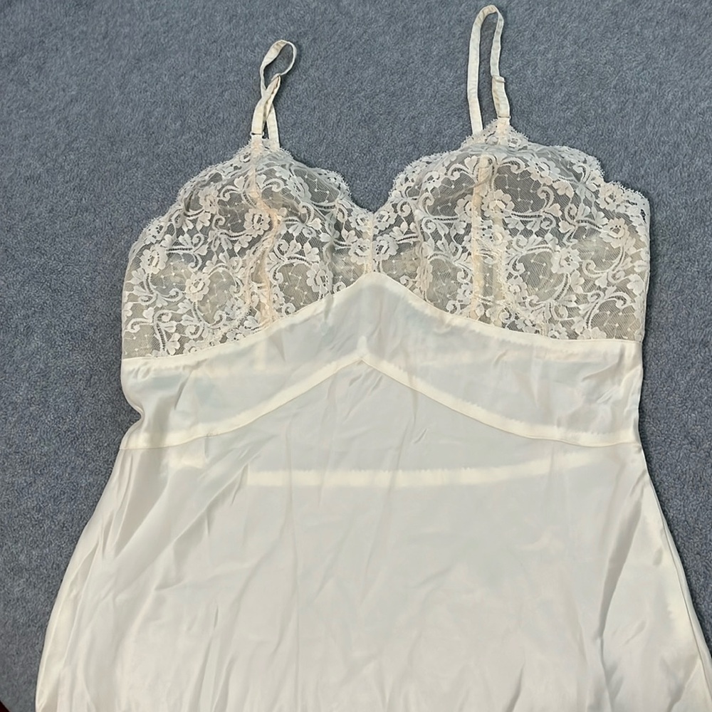 Vintage Fischer Heavenly Silk Lingerie Slip Dress Small Lace Satin Grunge - Picture 3 of 12